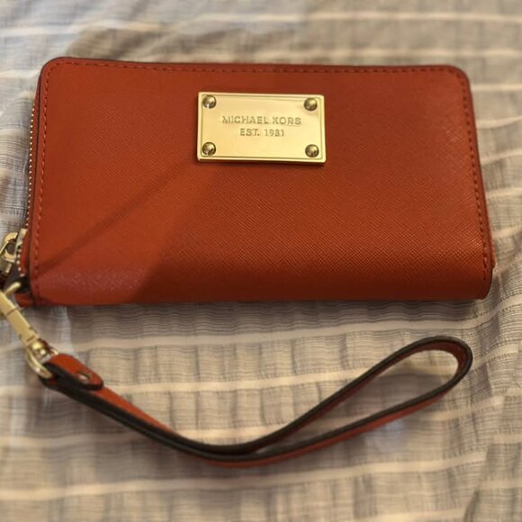 Michael Kors Handbags - Orange Michael Kors Wrist Wallet